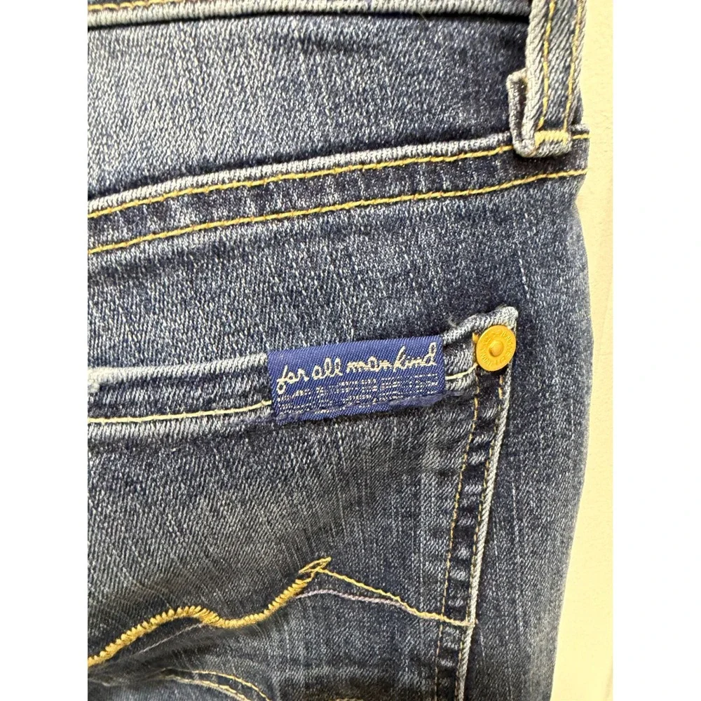 7‎ For All Mankind Womens Ankle Jeans Distressed Gwenevere Blue 28